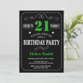21e Birthday Black en Green Chalkboard Kaart (Staand voorkant)