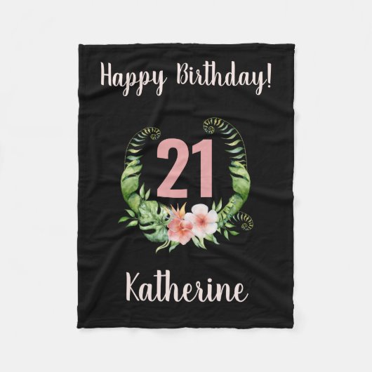 21e Birthday Black Girl Name Fleece Deken (Voorkant)