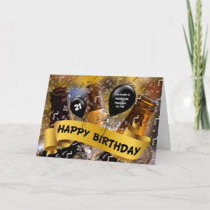 21e Birthday Bucket of Beer met naam Kaart