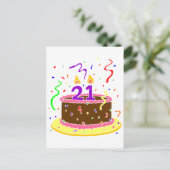 21e Birthday Cake Briefkaart (Staand voorkant)