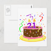 21e Birthday Cake Briefkaart (Voorkant / Achterkant)
