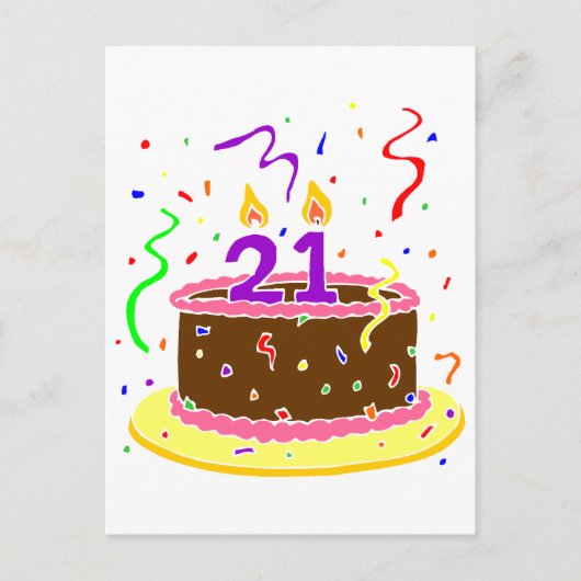 21e Birthday Cake Briefkaart (Voorkant)