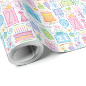 21e Birthday Cake Cupcake Cadeau ballon Cadeaupapier (Rol Hoek)