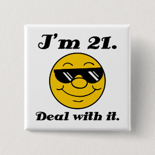 21e Birthday Gag Gift Vierkante Button 5,1 Cm