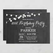 21e Birthday Invitation Chalkboard Kaart (Voorkant / Achterkant)
