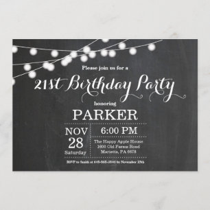 21e Birthday Invitation Chalkboard Kaart