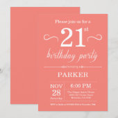 21e Birthday Invitation Coral Kaart (Voorkant / Achterkant)