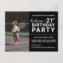 21e Birthday Invitation Photo Card Black