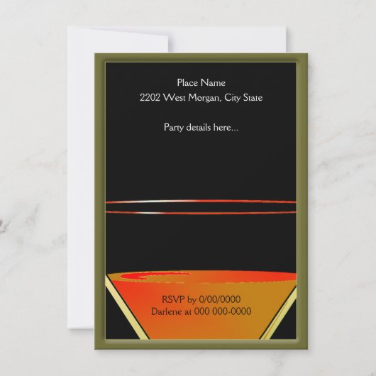 21e Birthday Martini Cocktail Party Kaart (Achterkant)