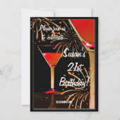 21e Birthday Martini Cocktail Party Kaart (Voorkant)