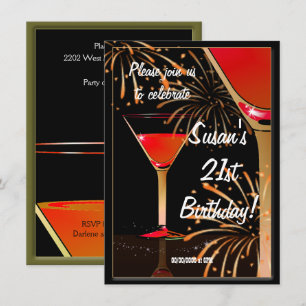 21e Birthday Martini Cocktail Party Kaart