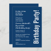 21e Birthday Navy Blue White Budget V101C Kaart (Voorkant / Achterkant)