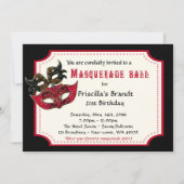 21e Birthday nodigmasquerade,21st,masquerad Kaart (Voorkant)