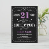 21e Birthday Paars en zwart karton Kaart (Staand voorkant)