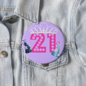 21e Birthday Paarse prinses Buttonnen Ronde Button 4,0 Cm (In situ)