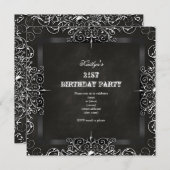 21e Birthday Party Chalkboard Black Antiek Kaart (Voorkant / Achterkant)