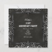 21e Birthday Party Chalkboard Black Antiek Kaart (Voorkant)