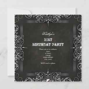 21e Birthday Party Chalkboard Black Antiek Kaart