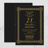 21e, Birthday Party, Gastby Style, Black & Gold v3 Kaart (Voorkant / Achterkant)