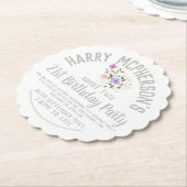 21e Birthday Party Invitation Ticket Kartonnen Onderzetters (Gekanteld)