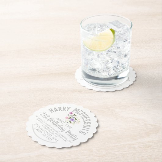 21e Birthday Party Invitation Ticket Kartonnen Onderzetters (Insitu)