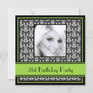 21e Birthday Party Invitations Damask Limoen Kaart