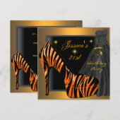 21e Birthday Party Shoe Gold Oranje Black Zebra Kaart (Voorkant / Achterkant)