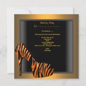 21e Birthday Party Shoe Gold Oranje Black Zebra Kaart (Achterkant)