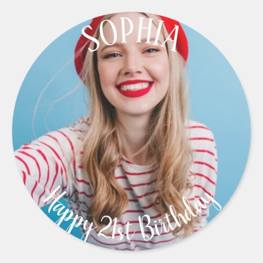 21e Birthday persoonlijke partijtas Ronde Sticker (Voorkant)