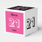 21e Birthday Pink Black Favor Box personaliseren Bedankdoosjes (Voorkant Zijde)