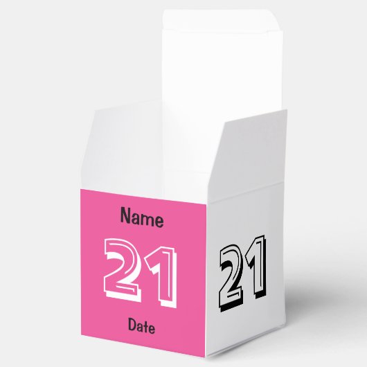 21e Birthday Pink Black Favor Box personaliseren Bedankdoosjes (Geopend)