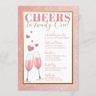 21e BIRTHDAY | PINK CHAMPAGNE Kaart