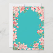 21e Birthday Pink Floral Flowers Blauwgroen achter Kaart (Achterkant)