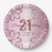 21e Birthday Pink Princess Glitter-ballonscript Papieren Bordje (Voorkant)