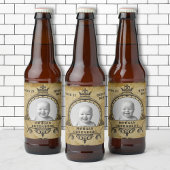 21e Birthday  Retro Monogram toevoegen Foto Bier Etiket