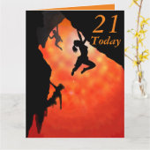 21e Birthday rock bergbeklimmer art card Kaart (Gele Bloem)
