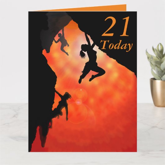 21e Birthday rock bergbeklimmer art card Kaart (Kleine Plant)