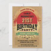 21e Birthday  Typografie Grunge Kaart (Voorkant)