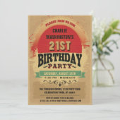 21e Birthday Typografie Grunge Kaart (Staand voorkant)