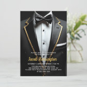 21e Black and Gold Tuxedo verjaardagsevenement Kaart (Staand voorkant)