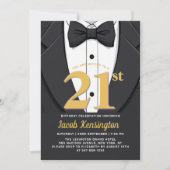 21e Black and Gold Tuxedo verjaardagsevenement Kaart (Voorkant)