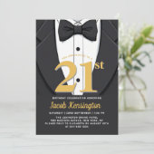 21e Black and Gold Tuxedo verjaardagsevenement Kaart (Staand voorkant)