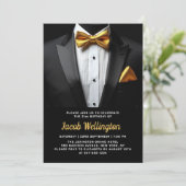 21e Black and Gold Tuxedo verjaardagsevenement Kaart (Staand voorkant)
