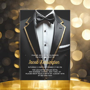 21e Black and Gold Tuxedo verjaardagsevenement Kaart