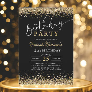 21e Black Gold Glitter Elke Leeftijd Verjaardag Kaart
