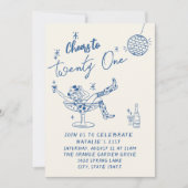 21e Blauwe Hand Getrokken Cowgirl Coastal Fun Verj Kaart (Voorkant)