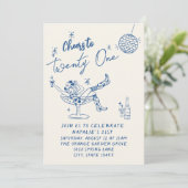 21e Blauwe Hand Getrokken Cowgirl Coastal Fun Verj Kaart (Staand voorkant)