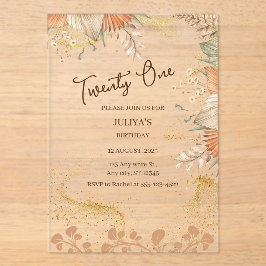 21e Boheemse verjaardagsfeest goud Acryl Uitnodigingen