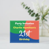 21e Briefkaart van de uitnodiging van Birthday (Staand voorkant)