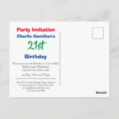 21e Briefkaart van de uitnodiging van Birthday (Achterkant)
